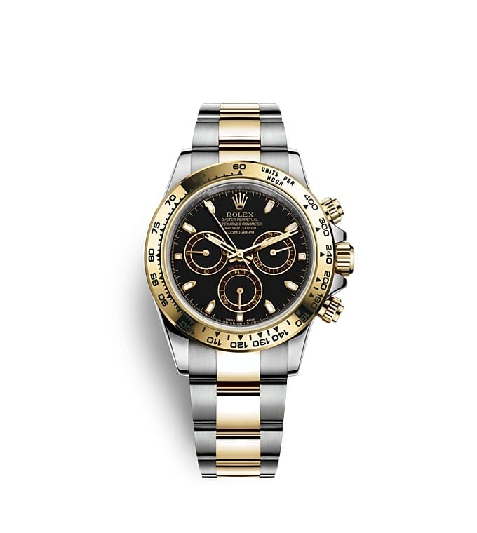 นาฬิกา Rolex Cosmograph Daytona 40 มม., Oystersteel และทองคำ, หน้าปัดสีดำ