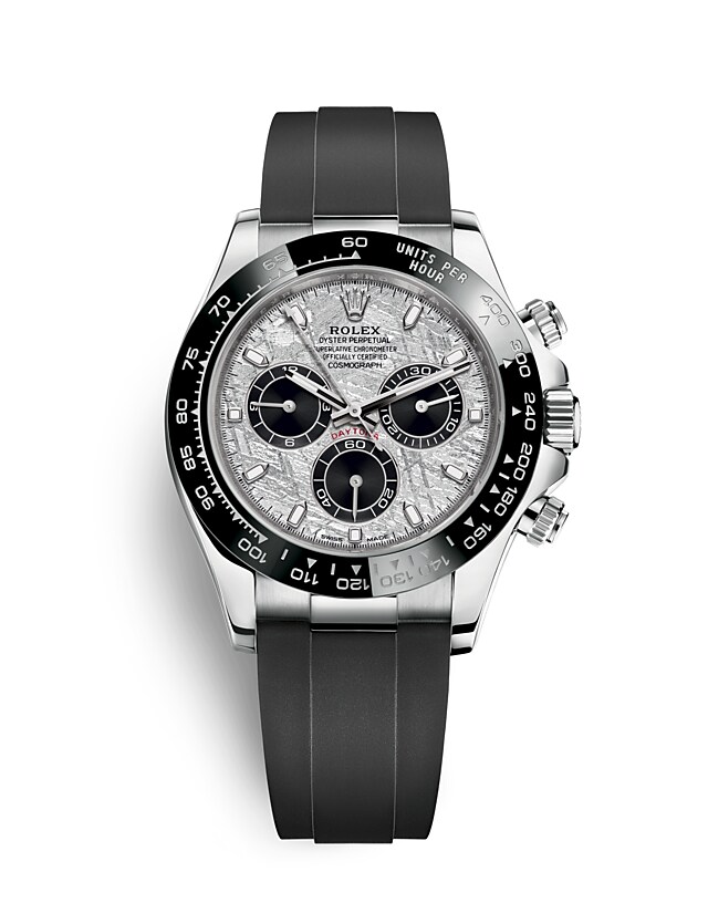 นาฬิกา Rolex Cosmograph Daytona 40 มม., หน้าปัดเมธีโอไรท์และสีดำ ขอบหน้าปัด Monobloc Cerachrom สีดำ