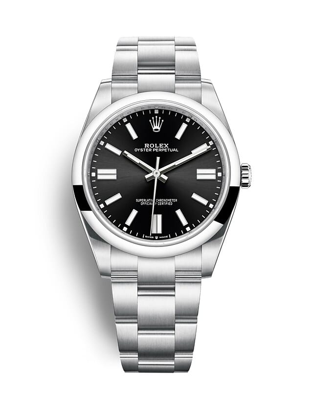 นาฬิกา Rolex Oyster Perpetual 41 - Oyster, 41 มม., Oystersteel หน้าปัดสีดำสว่าง | 124300