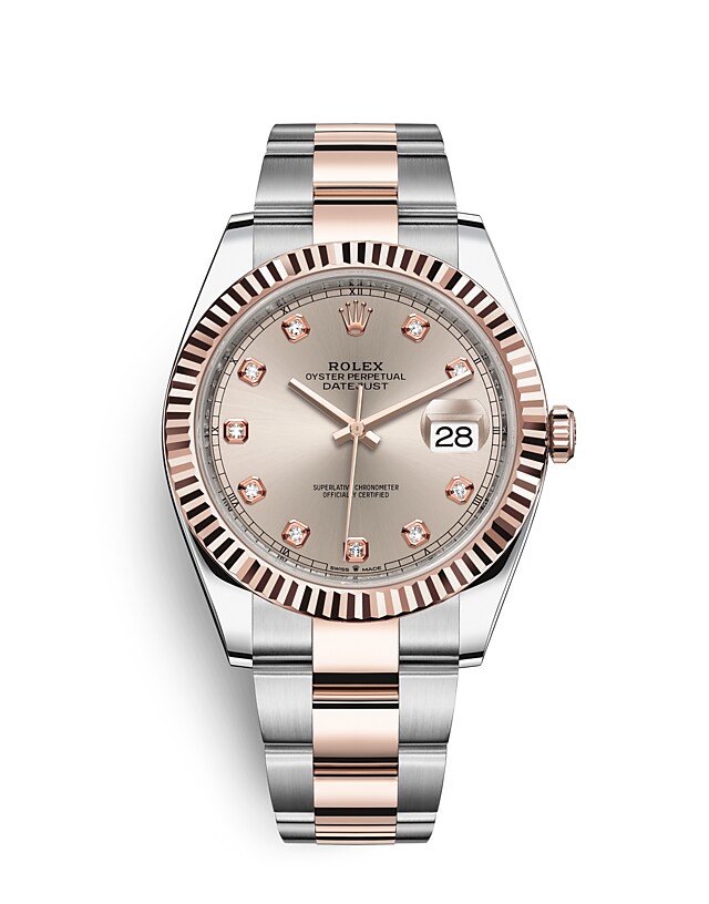 นาฬิกา Rolex Datejust 41 มม., Oystersteel และเอเวอร์โรสโกลด์ หน้าปัดซันดัสท์ประดับด้วยเพชร