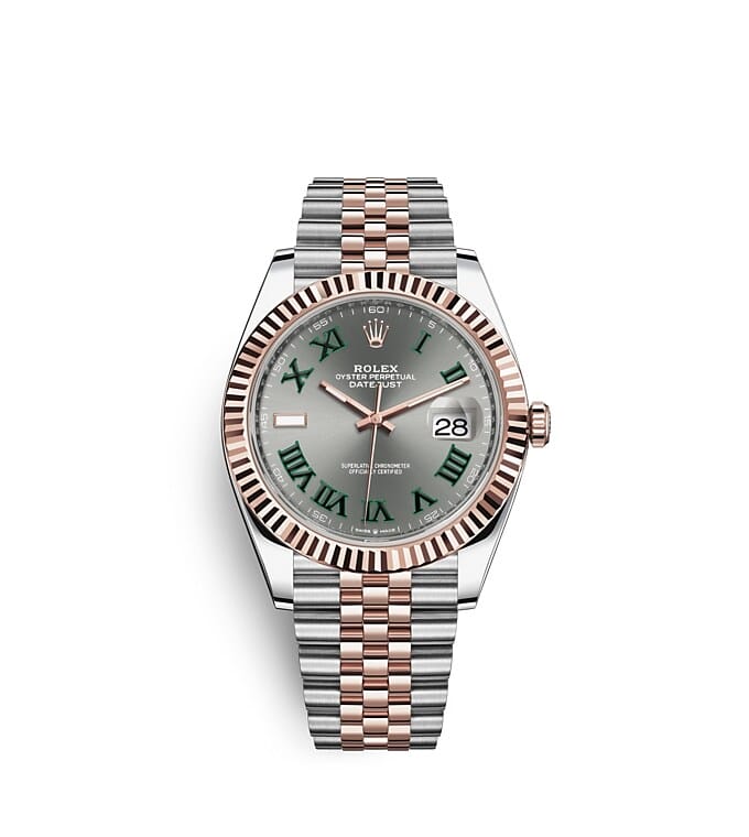 นาฬิกา Rolex Datejust 41 มม., Oystersteel และเอเวอร์โรสโกลด์ หน้าปัดสีเทาอมน้ำเงิน