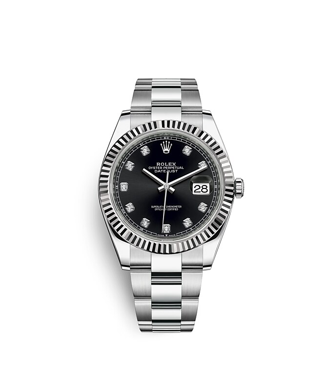 นาฬิกา Rolex Datejust 41 - Oyster, 41 มม., Oystersteel และทองคำขาว หน้าปัดสีดำสว่าง | 126334