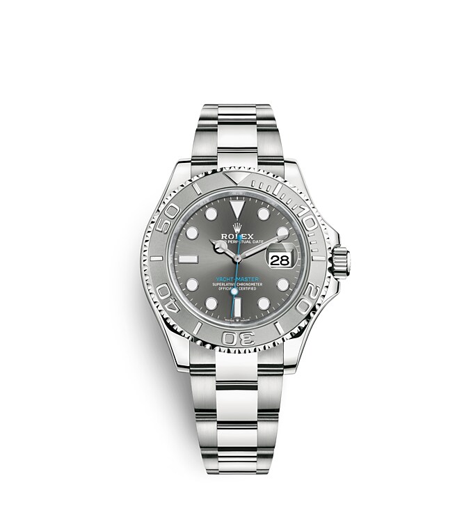 นาฬิกา Rolex Yacht Master 40 มม., Rolesium, หน้าปัดสีเทาอมน้ำเงิน ขอบหน้าปัดแบบหมุนได้สองทิศทาง