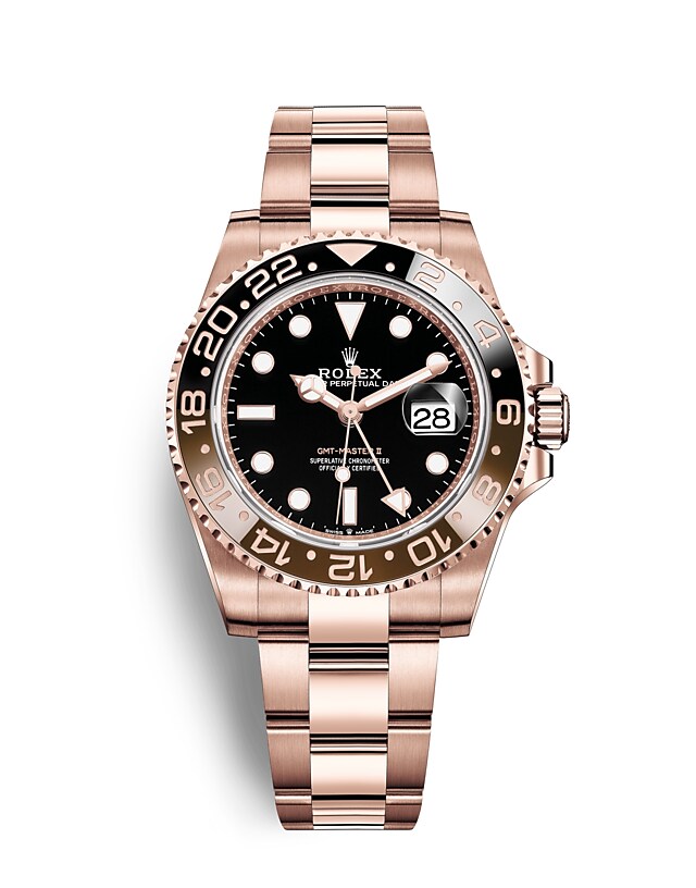 นาฬิกา Rolex GMT Master II 40 มม., หน้าปัดสีดำ ขอบหน้าปัด Cerachrom สีน้ำตาลและสีดำ