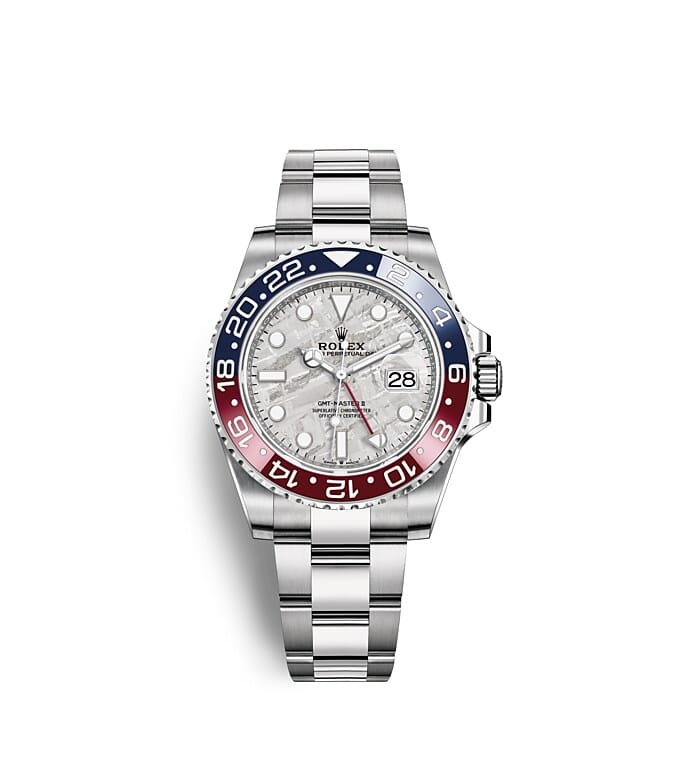 นาฬิกา Rolex GMT Master II 40 มม., หน้าปัดเมธีโอไรท์ ขอบหน้าปัด Cerachrom สีแดงและสีน้ำเงิน