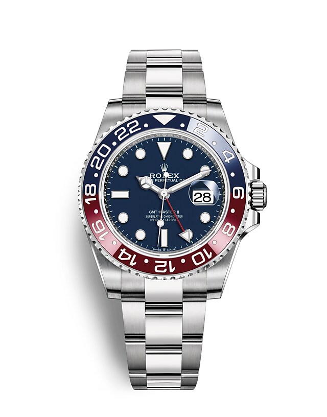 นาฬิกา Rolex GMT Master II 40 มม., หน้าปัดสีน้ำเงินเข้ม ขอบหน้าปัด Cerachrom สีแดงและสีน้ำเงิน