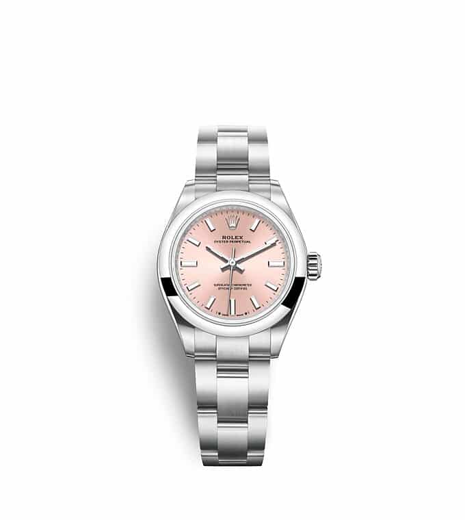 นาฬิกา Rolex Oyster Perpetual 28 มม., หน้าปัดสีชมพู สายนาฬิกา OYSTER