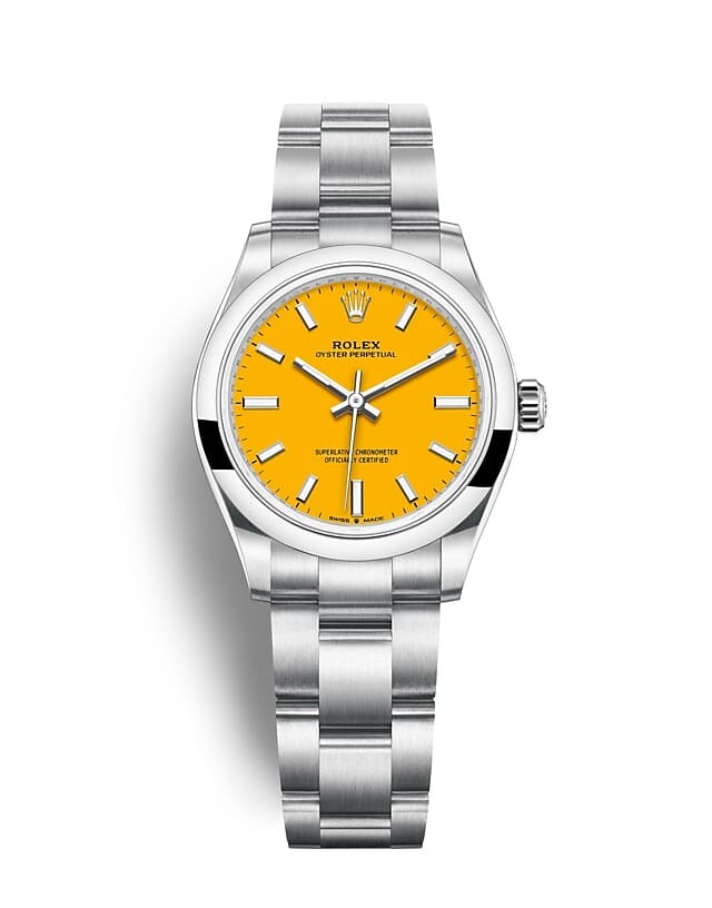 นาฬิกา Rolex Oyster Perpetual 31 มม., หน้าปัดสีเหลือง สายนาฬิกา OYSTER