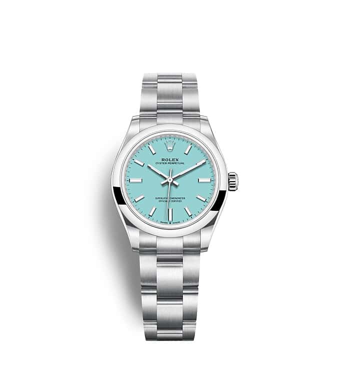 นาฬิกา Rolex Oyster Perpetual 31 มม., หน้าปัดสีฟ้าเทอร์ควอยซ์ สายนาฬิกา OYSTER