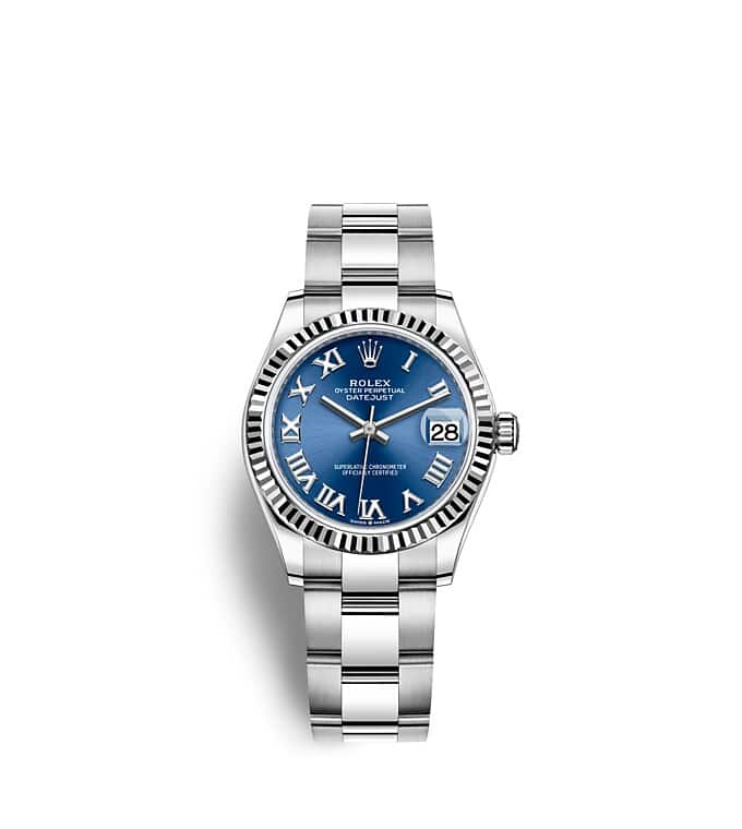 นาฬิกา Rolex Datejust 31 มม., Oystersteel และทองคำขาว หน้าปัดสีน้ำเงินสว่าง