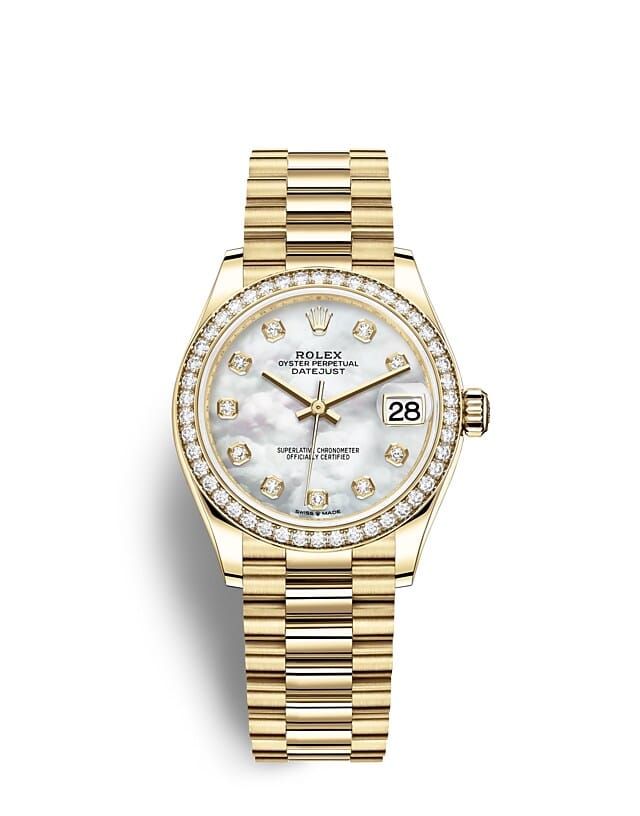 นาฬิกา Rolex Datejust 31 - Oyster, 31 มม., ทองคำและเพชร หน้าปัดไข่มุก | 278288RBR