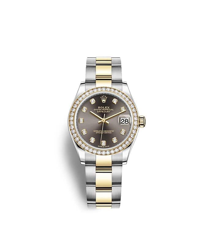 นาฬิกา Rolex Datejust 31 - Oyster, 31 มม., Oystersteel, ทองคำและเพชร หน้าปัดสีเทาเข้ม | 278383RBR