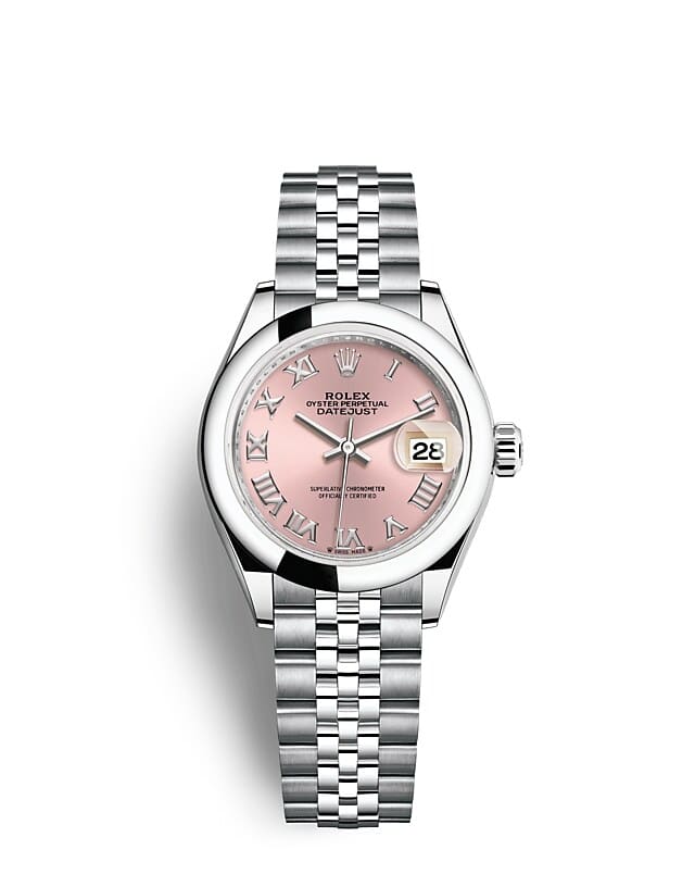 นาฬิกา Rolex Lady-Datejust 28 มม., หน้าปัดสีชมพู สายนาฬิกา JUBILEE