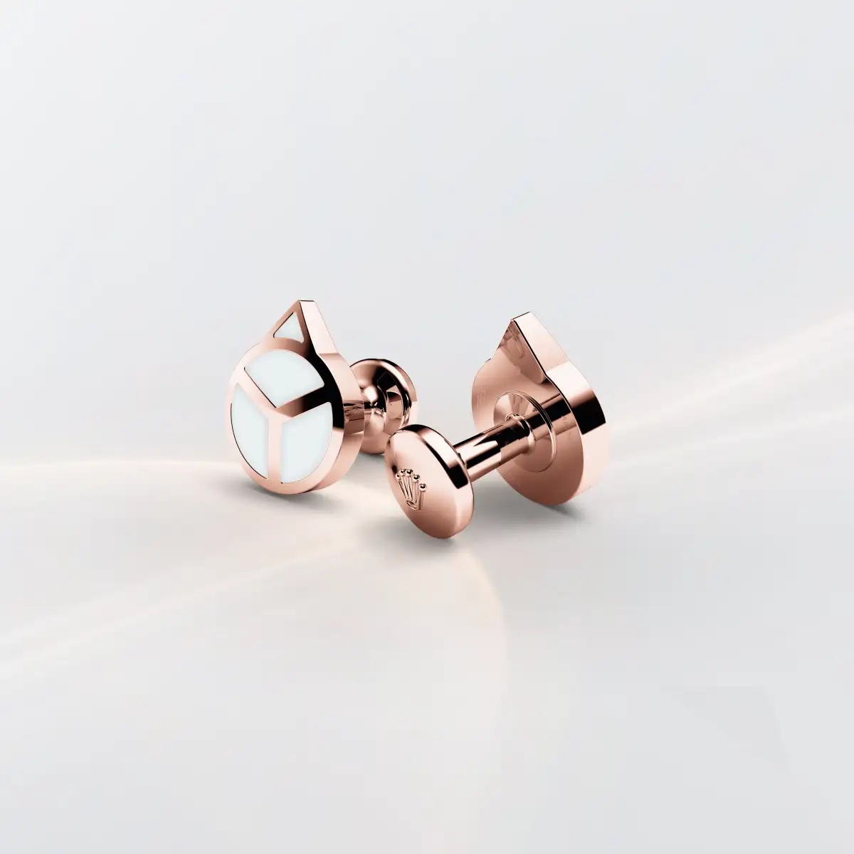 Rolex ‘Hand’ cufflinks in Everose gold and luminescent material, A1025 at Pendulum