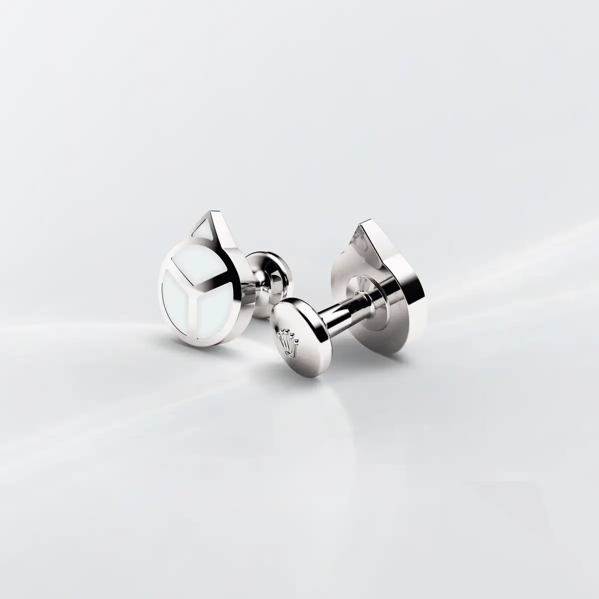 Rolex ‘Hand’ cufflinks in White gold and luminescent material, A1029 at Pendulum