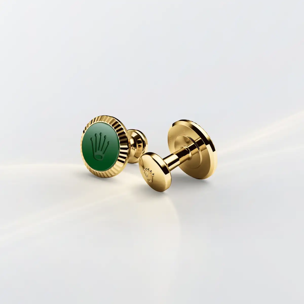 Rolex ‘Fluted’ cufflinks in Yellow gold and ceramic, A1038 at Pendulum